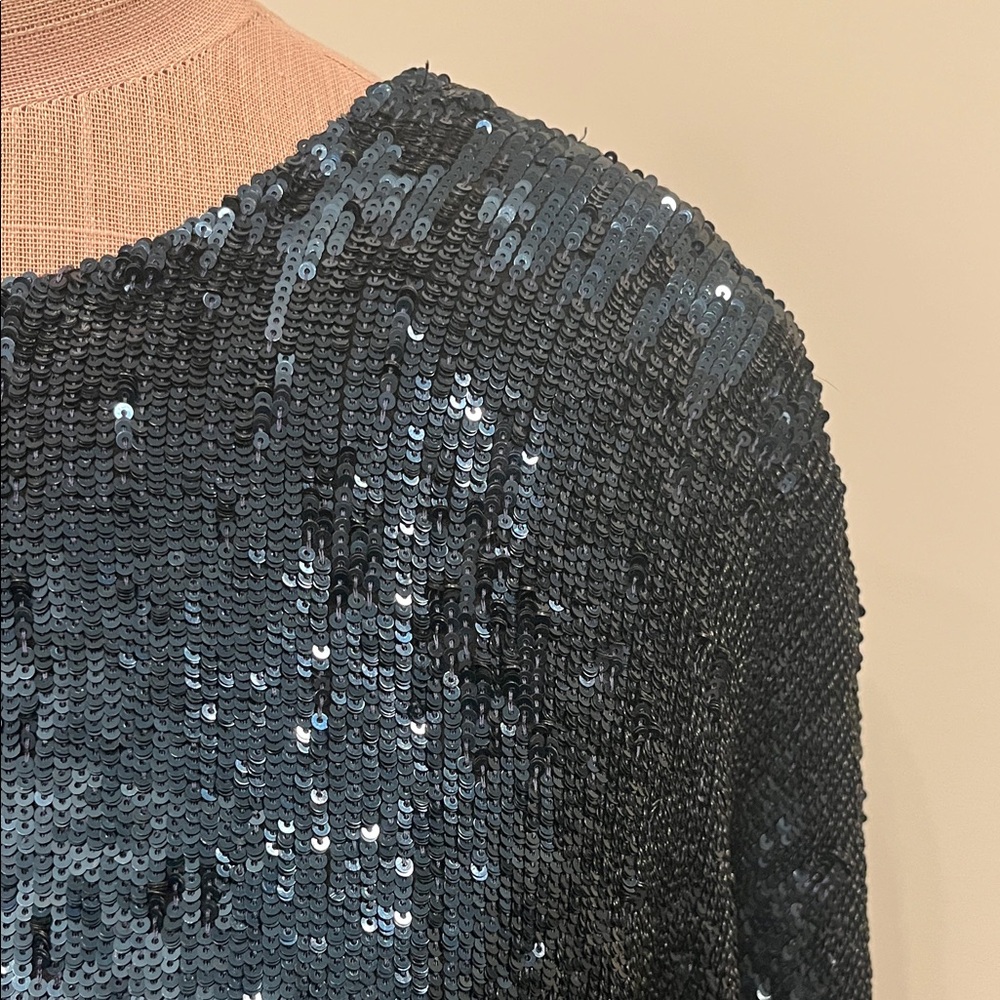 Black Sequin Asymmetrical Top - image 2